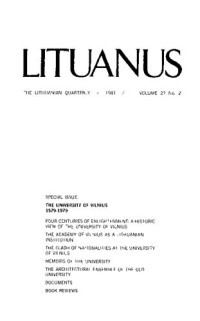  — Lituanus, vol.27, issue 2 - The University of Vilnius 1579-1979