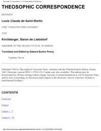 Louis Claude de Saint Martin — Theosophic Correspondence