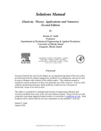 Martin H. Sadd — Elasticity: Theory, Applications and Numerics, Second Edition: Solutions Manual