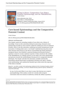 Vrinda Dalmiya — Caring to Know: Comparative Care Ethics, Feminist Epistemology, and the Mahabharata