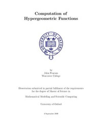 Pearson J. — Computation of Hypergeometric Functions