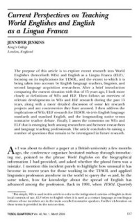 Jenkins Jennifer. — Current Perspectives on Teaching World Englishes and English as a Lingua Franca