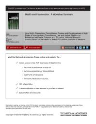 National Research Council; Institute of Medicine; Board on the Health of Select Populations; Division of Behavioral and Social Sciences and Education; Committee on Law and Justice; Committee on Causes and Consequences of High Rates of Incarceration; Amy S — Health and Incarceration : A Workshop Summary