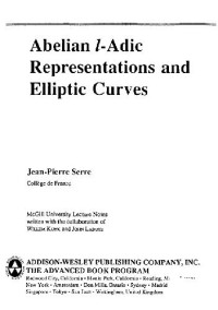 Jean Pierre Serre — Abelian l-adic representations and elliptic curves