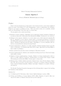 Peter M. Neumann — Linear Algebra I [Lecture notes]