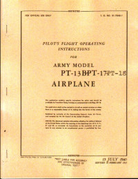 Not available — Pilot's flight operating instructions for army model PT-17 Airplane
