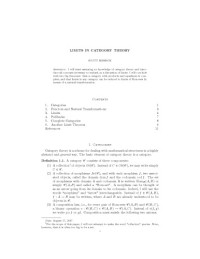 Scott Messick — Limits in category theory (updated version 28 Sep 2007)
