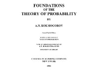 A. N Kolmogorov — Foundations of the theory of probability;