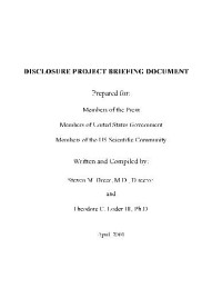 Steven M. Greer, Theodore C. Loder III — The Disclosure Project Briefing Document