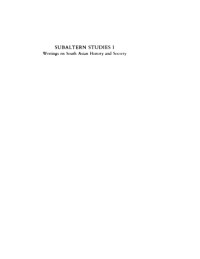 Ranajit Guha — Subaltern Studies I: Writings on South Asian History and Society