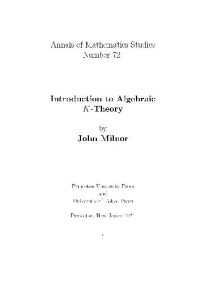 John Milnor — Introduction to Algebraic K-Theory