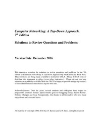 Jim Kurose, Keith Ross — Computer Networking: A Top-Down Approach (Solutions to Review Questions and Problems)