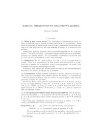 Thomas J. Haines — Math 603: Introduction to commutative algebra [Lecture notes]