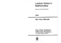 Matsuda M. — First order algebraic ODE, differential algebraic approach