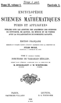 Jules Molk (ed.) — Encyclopedie des sciences mathematiques. II 1. Fonctions de variables reelles
