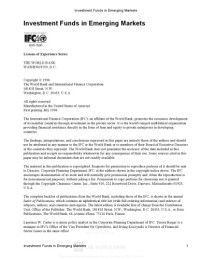 Laurence Carter, Irving Kuczynski, Teresa Barger — Investment Funds in Emerging Markets (Ifc Lessons of Experience Series, 2)