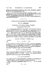 Alexander J.W. — Topological Invariants of Manifolds