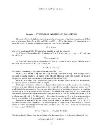  — Systems of Algebraic Equations 001
