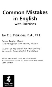 T. Fitikides — Common Mistakes in English With Exercises