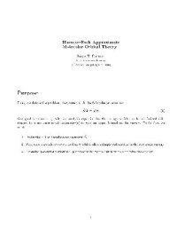 Fermann J.T. — Hartree-Fock Approximate Molecular Orbital Theory