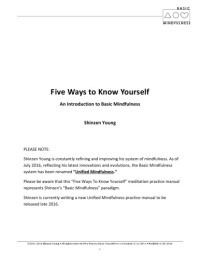 Shinzen Young — Five Ways to Know Yourself: An Introduction to Basic Mindfulness