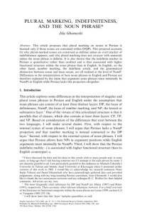 Jila Ghomeshi — Plural Marking, Indefiniteness, and the Noun Phrase