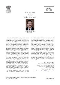  — Wrist Arthritis