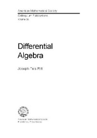 Joseph Fels Ritt — Differential Algebra