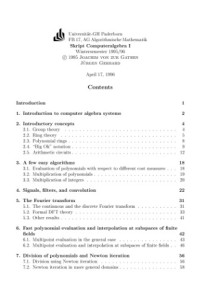 von zur Gathen J., Gerhard J. — Lecture notes on computer algebra 1