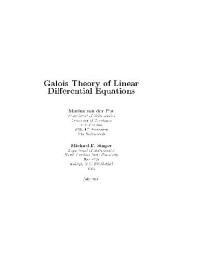 Springer — Galois Theory of Linear Differential Equations