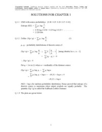 Ranjan Bose — Information, Theory, Coding and Cryptography Solution Manual