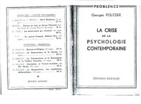 Georges Politzer — La crise de la psychologie contemporaine