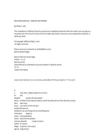 Lott P.S. — Bolivian Quechua-English Dictionary
