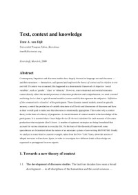 Teun van Dijk — Text, context and knowledge