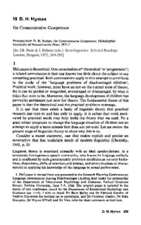 Dell H. Hymes — On Communicative Competence