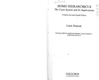 Louis Dumont — Homo hierarchicus: the caste system and its implications