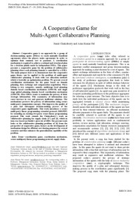 Sumit Chakraborty, Asim Kumar Pal — Algorithmic game  - A cooperative game for multiagent collaborative planning