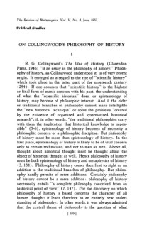 Leo Strauss — Collingwood's Philosophy of History [Rev. Met. 1952]