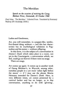 Paul Celan — The Meridian Speech by Paul Celan