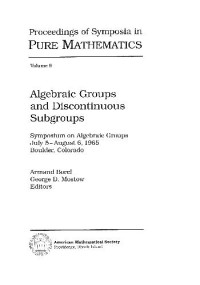 A. Borel, G. Mostow — Algebraic Groups and Discontinuous Subgroups