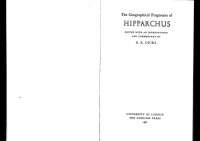 Hipparchus & D.R. Dicks (ed.) — The Geographical Fragments of Hipparchus