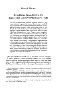 Kenneth Morgan — College Remittance Procedures in the Eighteenth-Century British Slave Trade