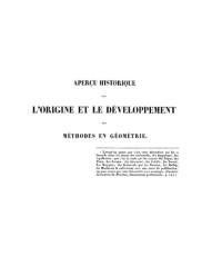 Michel Chasles — Apercu historique sur l'origine et le developpement des methodes en geometrie