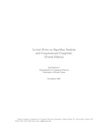 Ian Parberry — Lecture Notes on Algorithm Analysis and Computational Complexity (Fourth Edition)