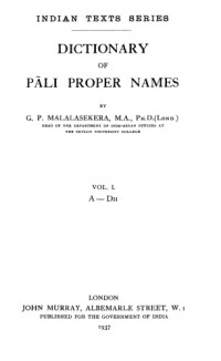G.P. Malalasekera — Dictionary of Pali Proper Names - Volume I - A-Dh