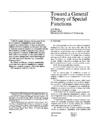 Moses. — Towards a general theory of special functions
