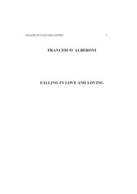 Francesco Alberoni — Falling in Love