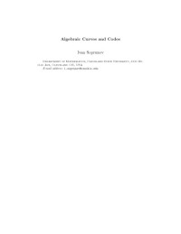 Ivan Soprunov — Algebraic Curves and Codes [Lecture notes]