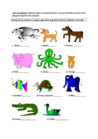  — Animal Adjectives - worksheets