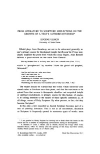 Eugene Ulrich — From Literature to Scripture: Reflections on the Growth of a Text's Authoritativeness